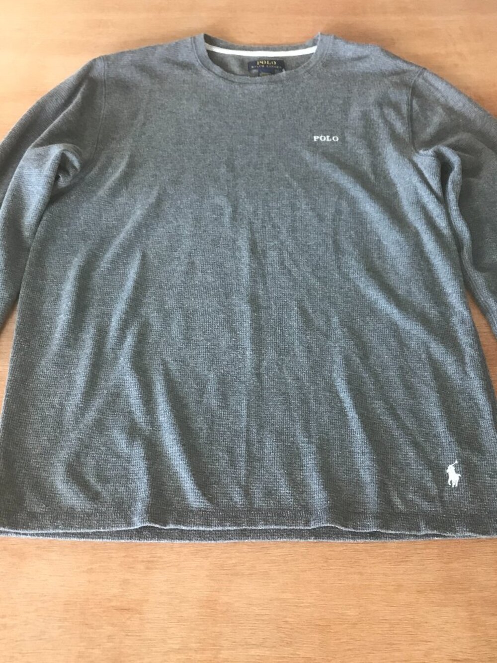 Polo Ralph Lauren Sleepwear Shirt Men L Gray Crew Neck Long Sleeve Thermal 20105